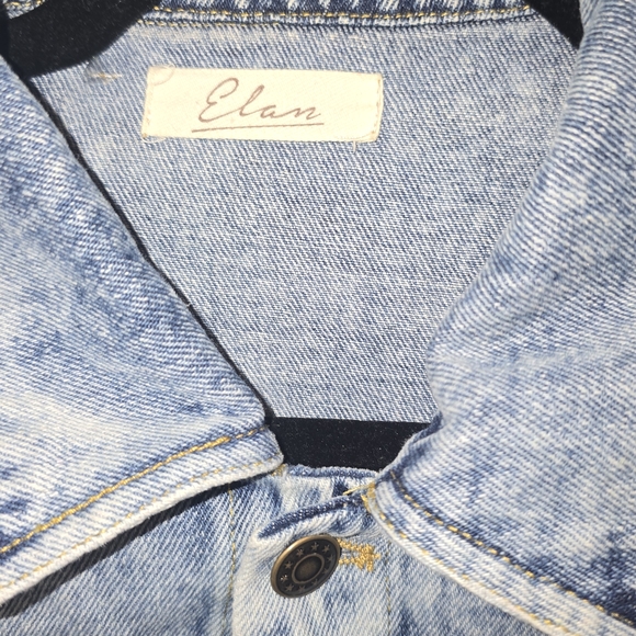 Elan Womens Ruffle Denim Jean Jacket Size S Acid Wash Y2k 90s - Picture 2 of 10